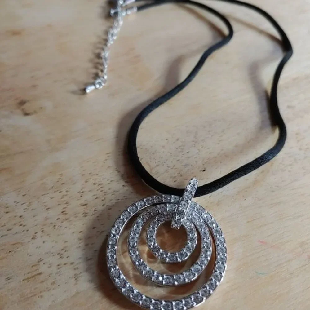 Choker necklaces - lot of two.cor, silver, rhinestone lobster claw